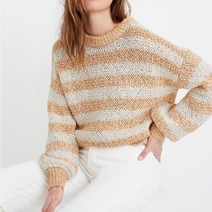 Madewell sweater, NWT, size M, apricot & cream colored stripes